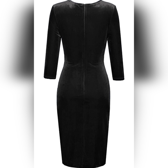 Sexy black velvet midi dress size XL BNWT - Picture 2 of 3